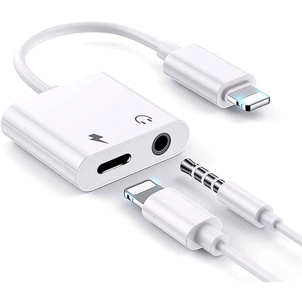 Headphones Adapter for IPhone, 2 In 1 Lightning To 3.5 Mm Headphone Jack Aux Audio & Charger Splitter Dongle Adapter