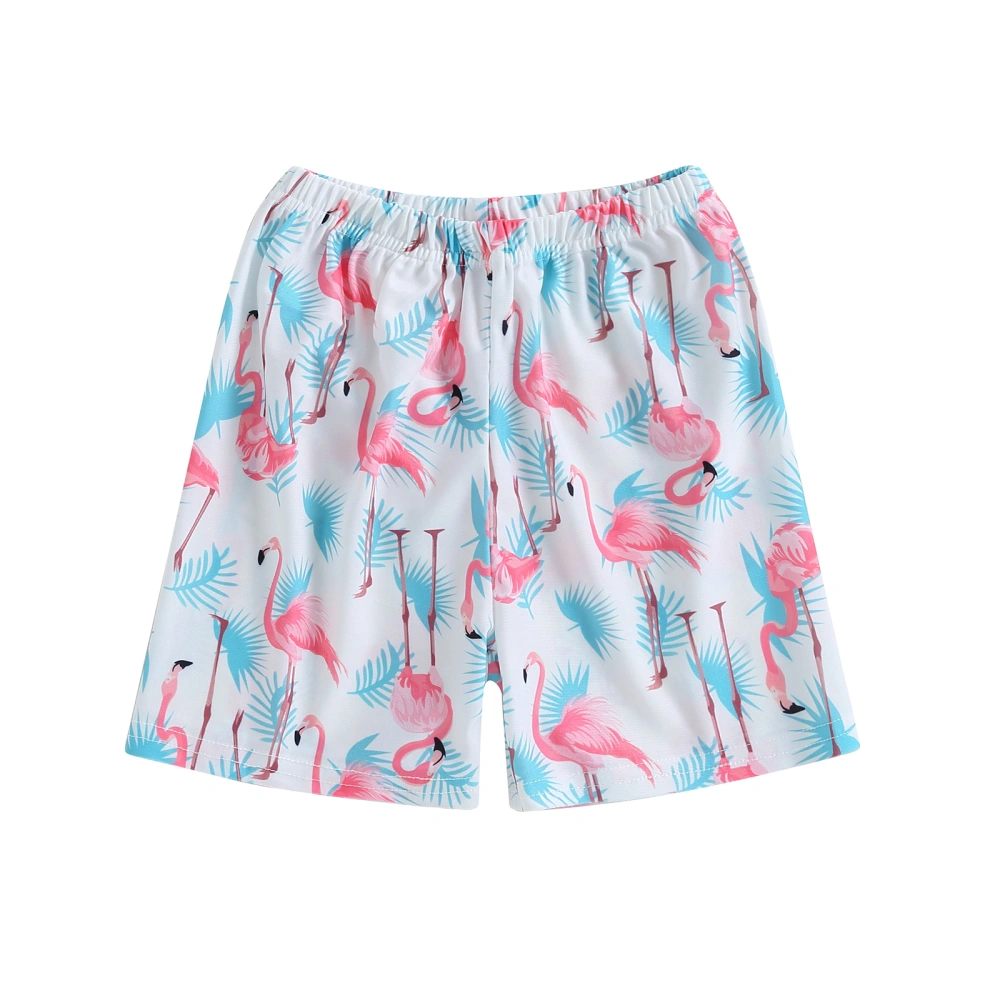 Boys Swim Trunks, Elastic Waist Bird Leaves Print Summer Beach Swim Shorts Swimsuit