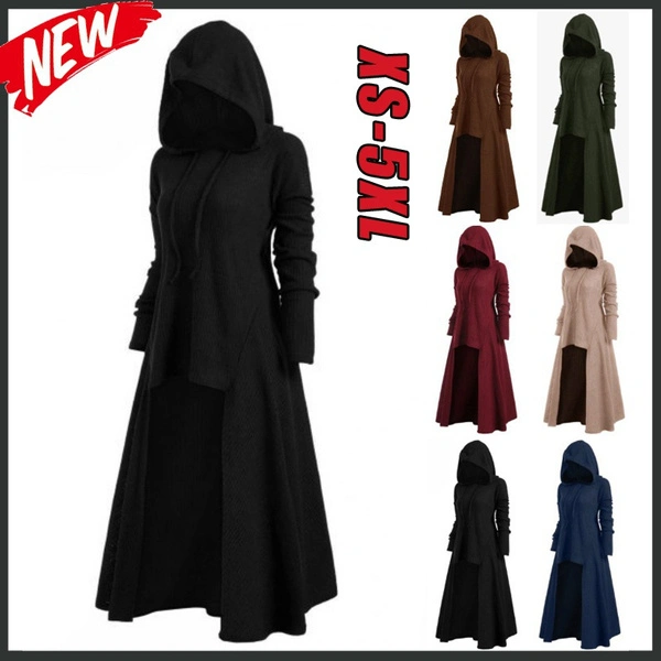 Women Gothic Punk Long Cloak Jacket Black Hooded Female Long Womens Pullover Cloak Jackets Coats Clothing 7 Colors