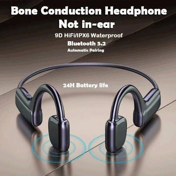 【2023 New Upgrade】Bone Conduction Earphone Bluetooth 5.2 Open Ear Neckband Wireless Bluetooth Headset Waterproof Sports Earhook Earphones with Microphone 9D HiFi Stereo Wireless Headphone for Running, Sports, Fitness, Gym