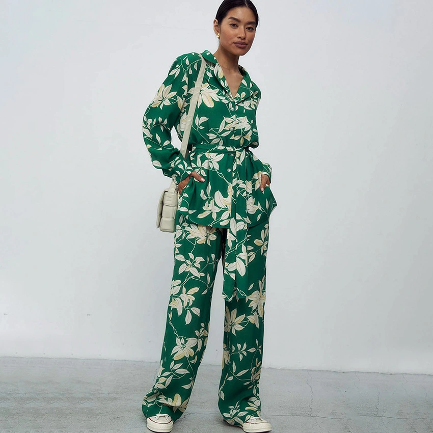 Women's Fashion Printed Pajamas Pajama Pants Two-piece Set