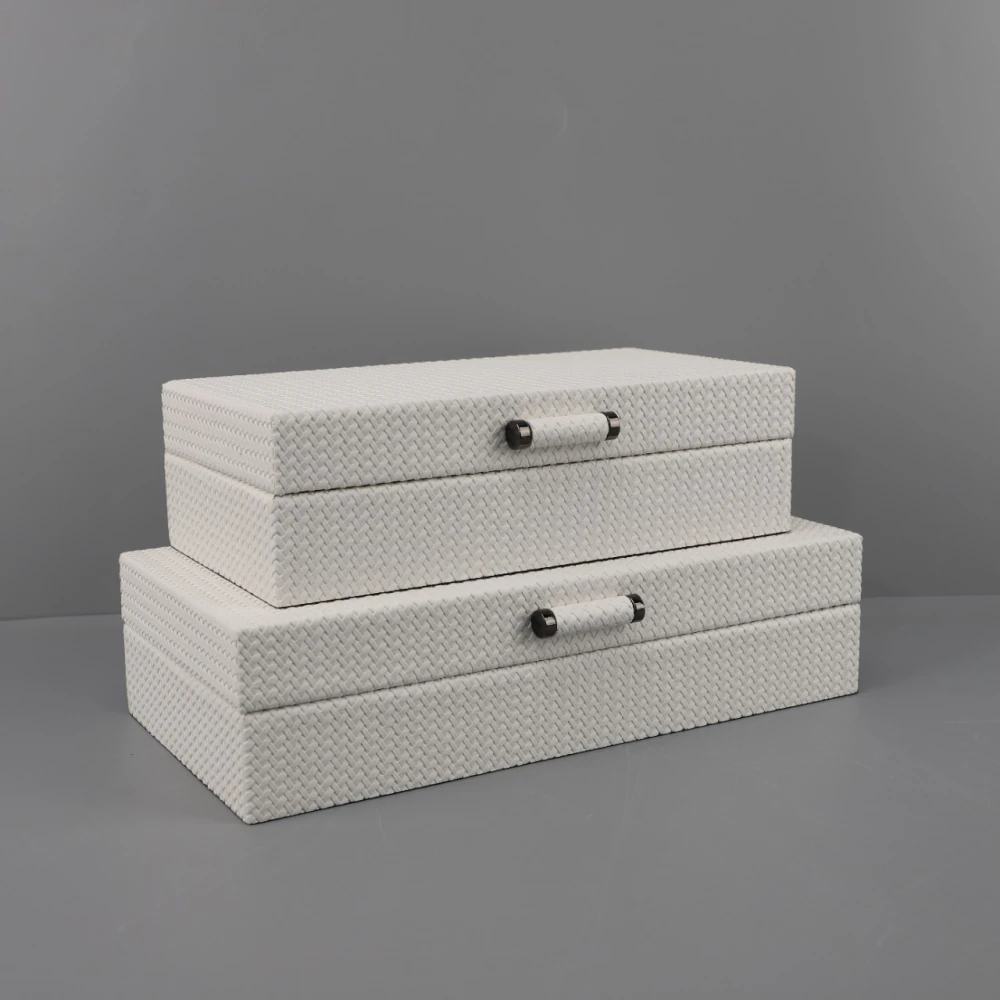 Modern Minimalist Woven Leather Jewelry Storage Box Ornaments