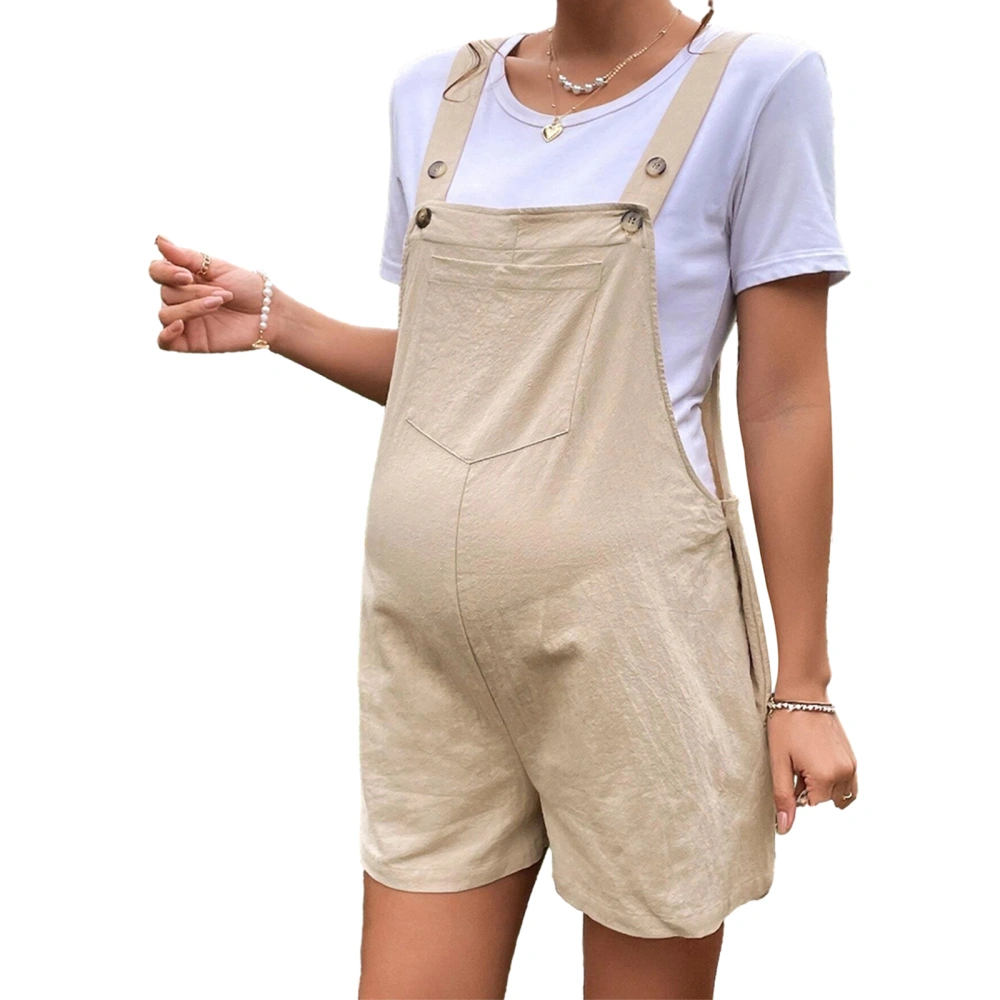 Maternity Overalls Shorts Solid Color Summer Sleeveless Jumpsuits Romper for Women Cute Pregnancy Clothes