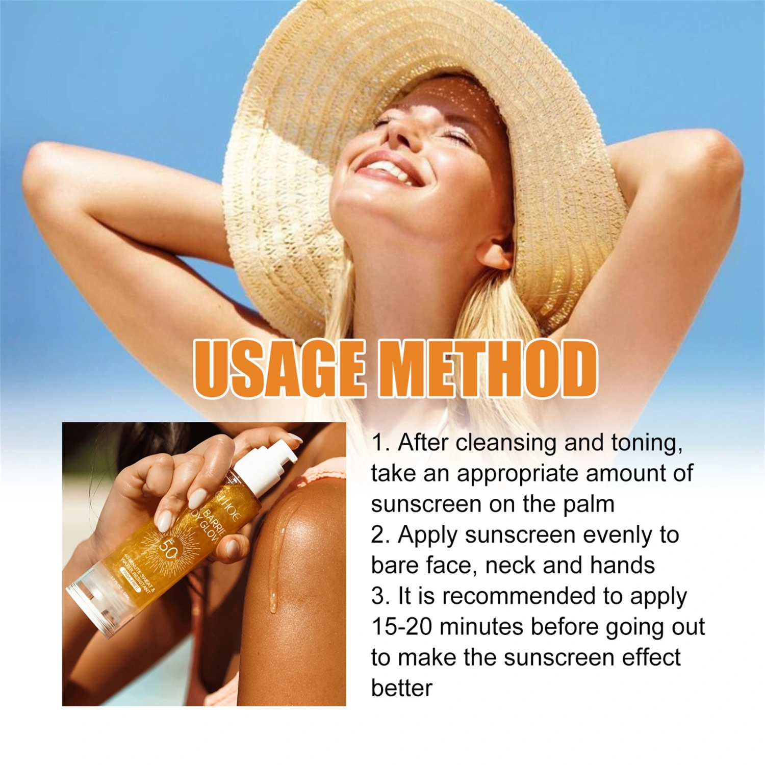 Sun Barrier Body Glow Oil SPF50+ 50ml(1.7 fl.oz) Light Moisturizing Sunblock Vegan Hydrating Long Lasting Body Sunscreen