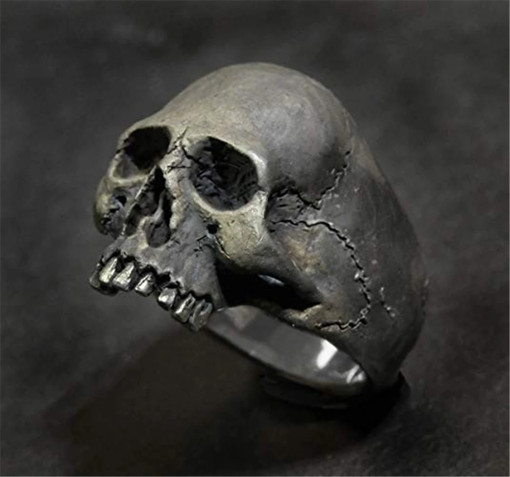 Rock Gothic Punk Ghost Head Men's Skull Ring