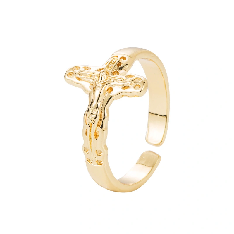 Women's Copper-plated Gold Micro Inlaid Zircon Geometric Simple Ring