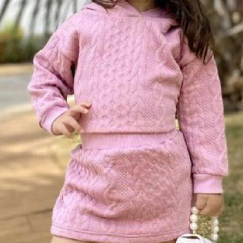 Kids Girl Fall Outfits Solid Color Hooded Long Sleeve Hoodies Sweatshirts Elastic Waist Skirts 2Pcs Clothes Set