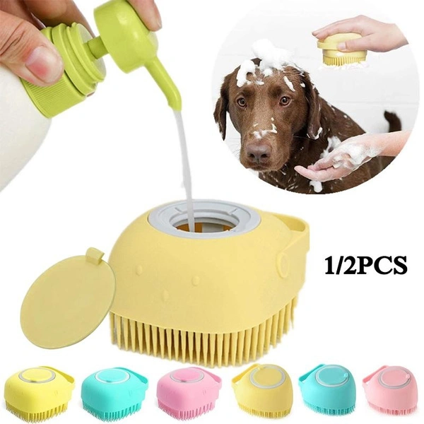 Dog Bath Brush Scrubber Soft Silicone Pet Grooming Brush Bath Shampoo Massage Dispenser Shower Brush For Short Long Haired Dogs And Cats