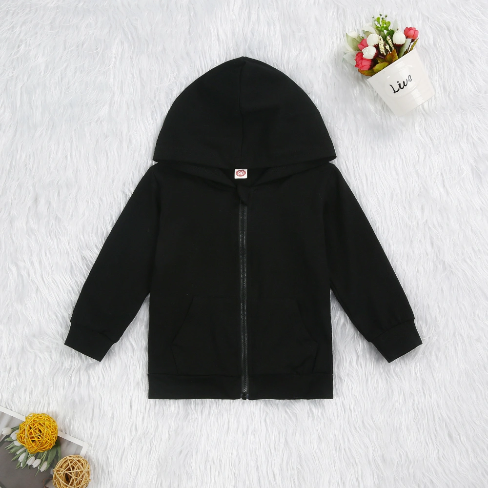 Kids Hooded Coat, Fall Top, V-Neck Zipper Long-Sleeve Casual Kangaroo Pocket Outdoor Girl Blouse