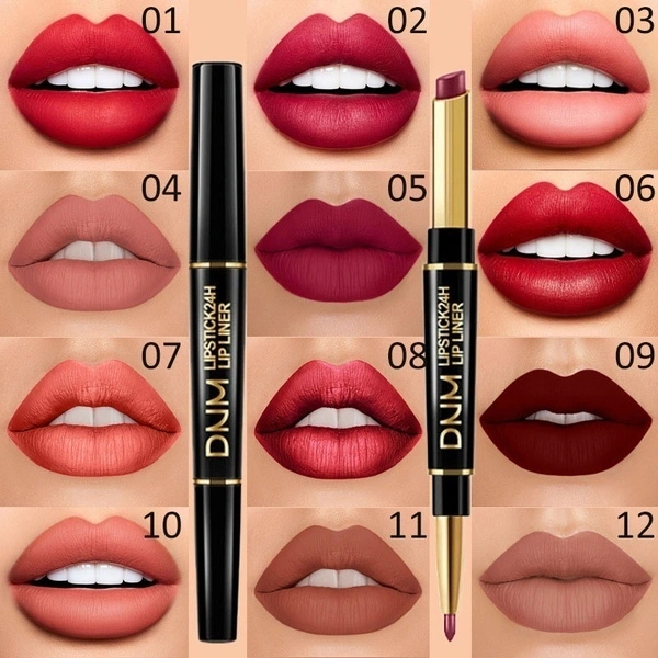 1pc Double head Lipstick & Lip Liner Brand DNM Do not fade multi-function pearl matte lipstick pen waterproof long-lasting lip makeup