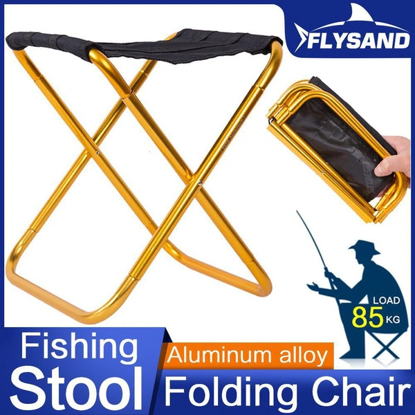 FLYSAND 1PC Outdoor Ultralight Folding Chair Portable Fishing Chair Camping Seat Travel Beach Chair Aluminum Alloy Stonego Outdoor Fishing Supplies