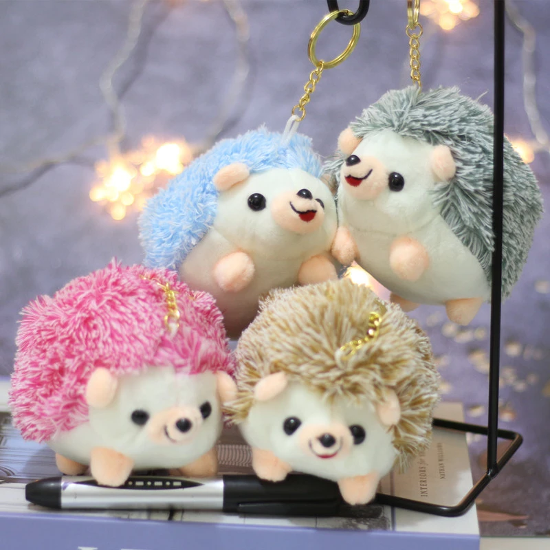 Girl Cute Plush Hedgehog Toy Keychain Ring Pendant Plush Stuffed Animal Fur Car Gift Toys