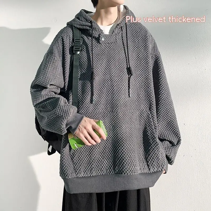 Hong Kong Style Chenille Fleece-lined American Knitted Hooded Sweater