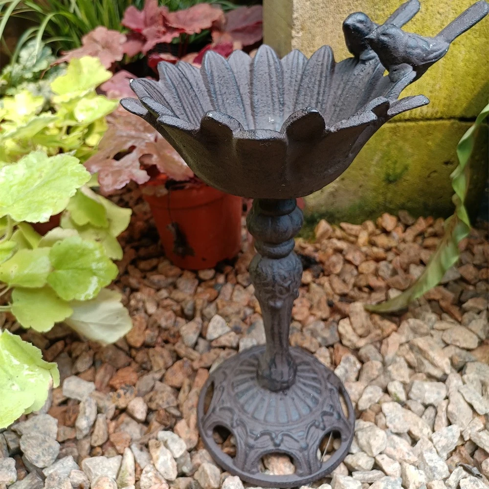 Cast Iron Double Bird Flower Feeder Decorative Ornaments