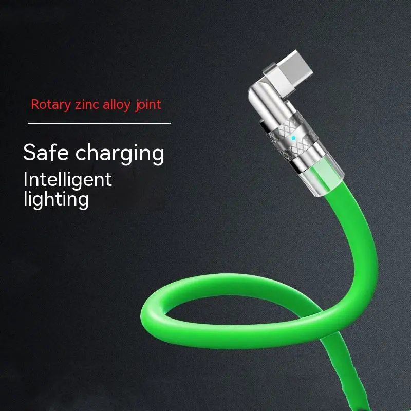 120W Left And Right Rotating Zinc Alloy Liquid Silicone Data Cable