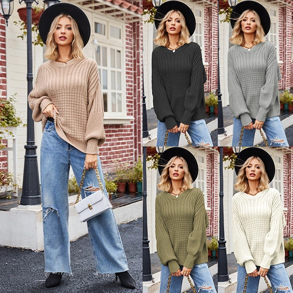 Women's Fashion Round Neck Loose Pullover Sweater