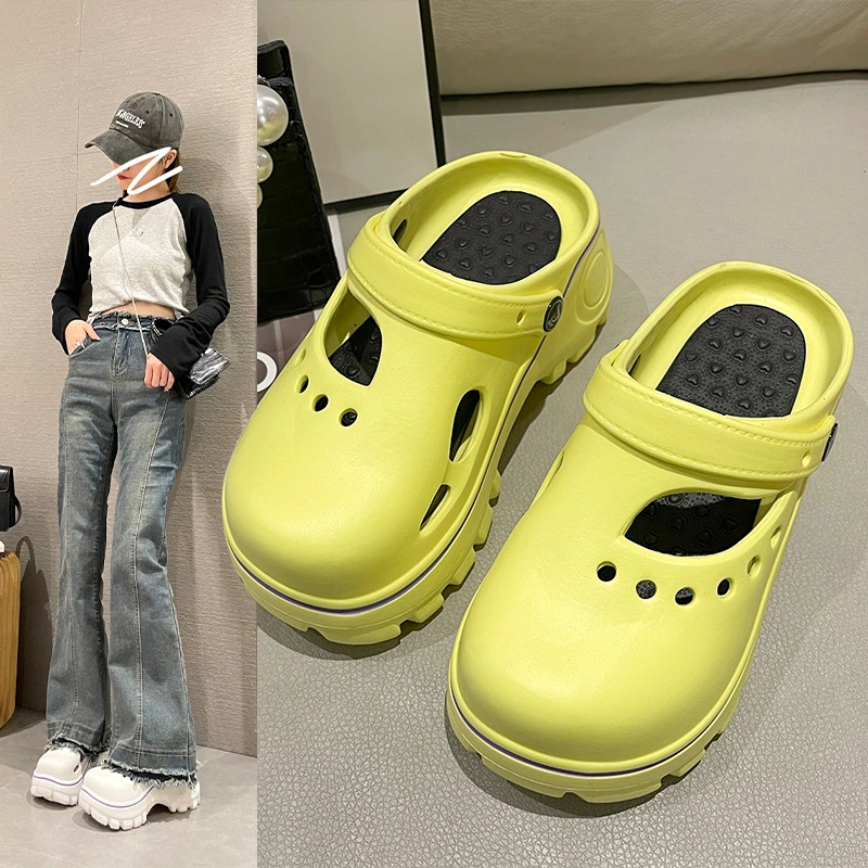 Non-slip Fashion All-match Two-way Platform Height Increasing Hole Shoes