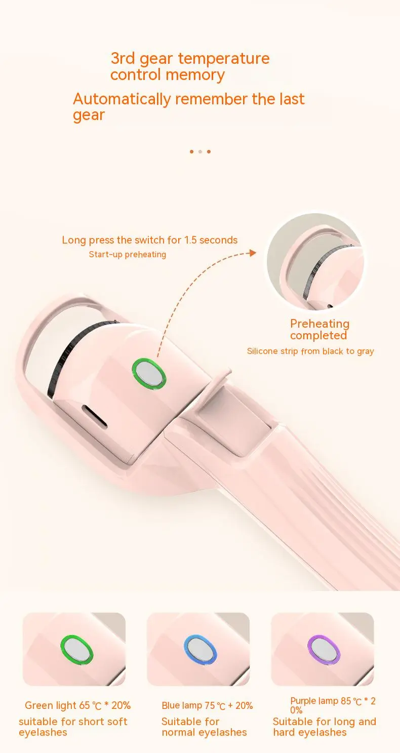 Charging Port Three-speed Temperature Control Electric Eyelash Curler