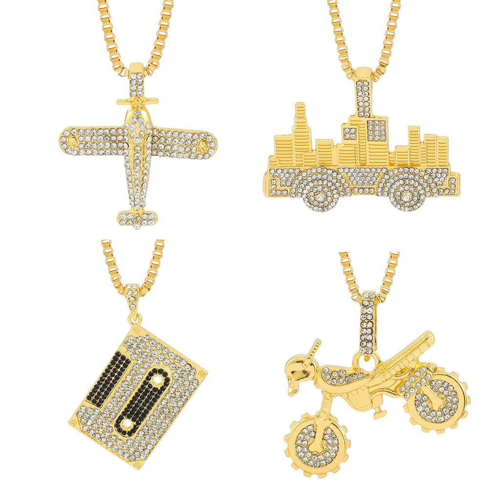 Airplane Motorcycle Pendant Cross Fashion Necklace