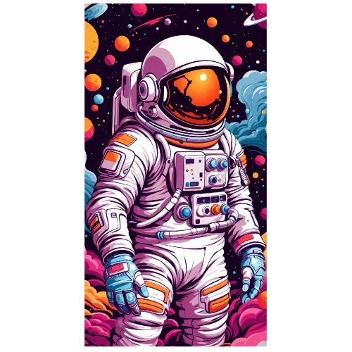 Astraunaut in Space, Surrounded by Clouds and Planets in VIbrant Colors Fun and Unique IPhone XS,  IPhone XR, IPhone 11, IPhone 11 Pro, Iphone 11 Pro Max, Iphone 12, IPhone 12 Pro, IPhone 12 Pro Max,