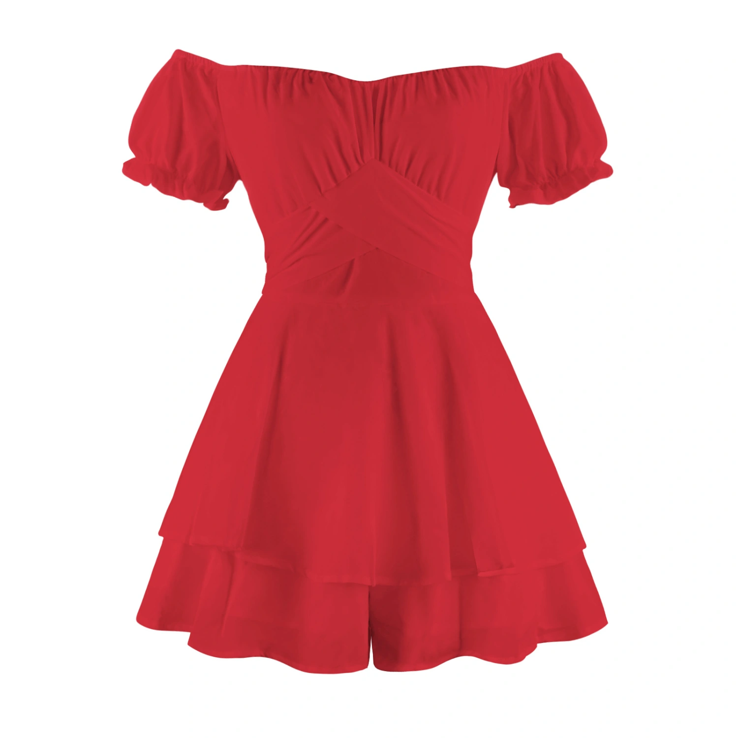 New Solid Color Women's Ruffled Dress