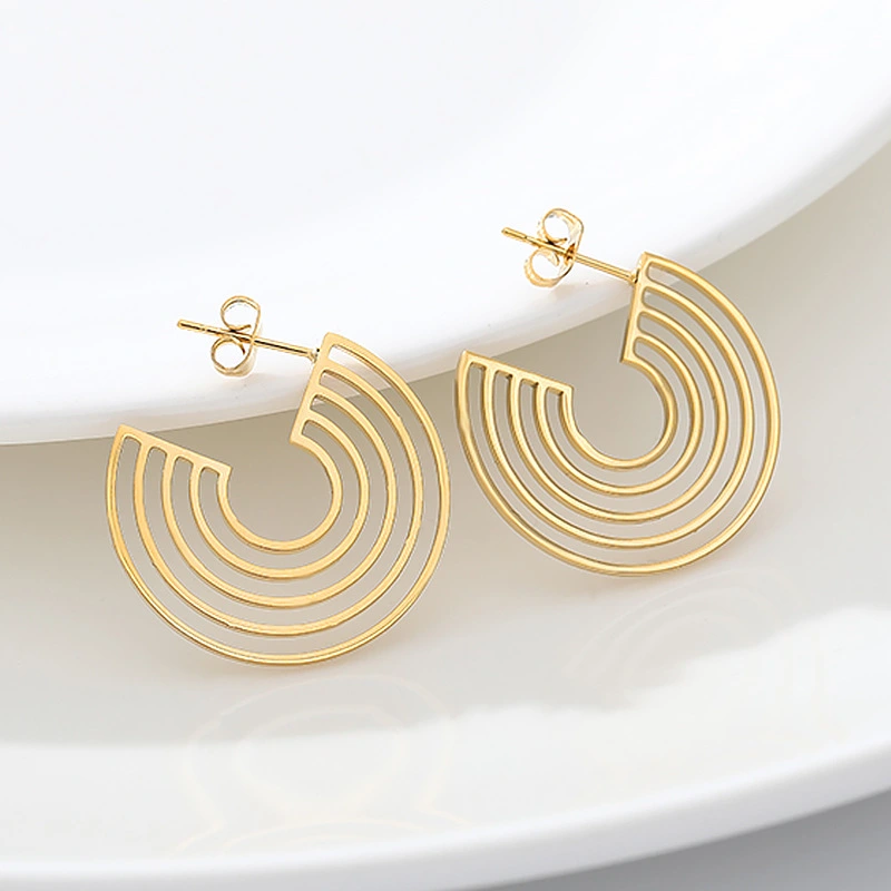 Geometric Stainless Steel Studs Semicircle