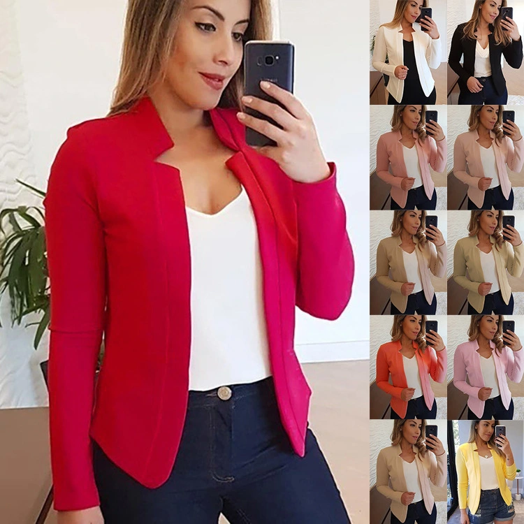 New Women's Clothes Cardigan Collared Tops Trending Solid Color Coat Tops Clothing Long Sleeve Unique Tops Blazers Fashion Female Tops