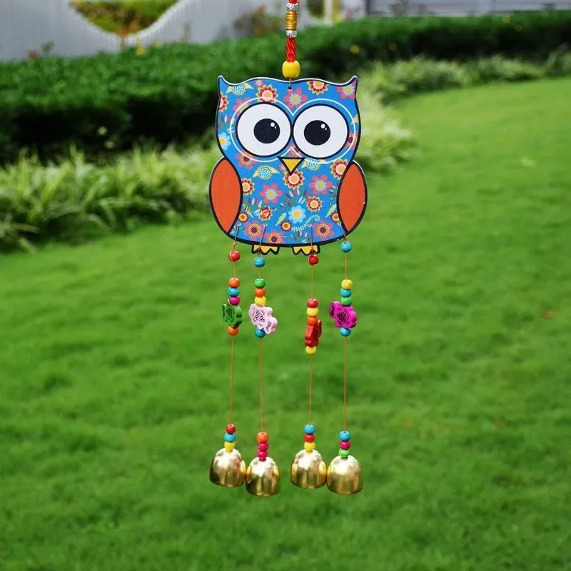 Featured Handicraft Wood Color Peacock Wind Chimes Pendant