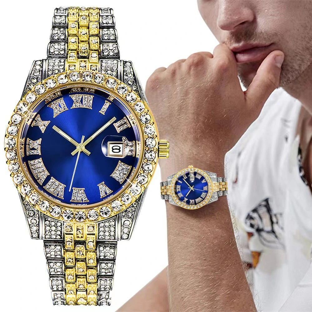 Luxury Full Diamond Iced Out Square Watch Ultra Thin Quartz Watches for Men Women Hip Hop Jewelry