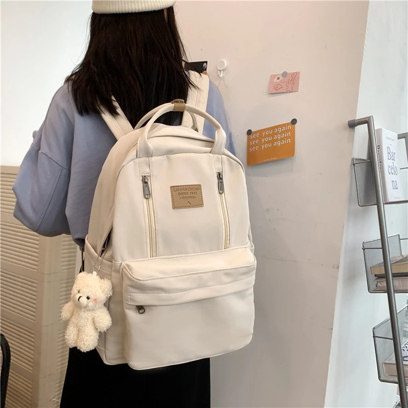 Multifunction Double Zipper Women Backpack Teenager Girls Laptop Backpack Student Shoulder Bag Korean Style School Bag