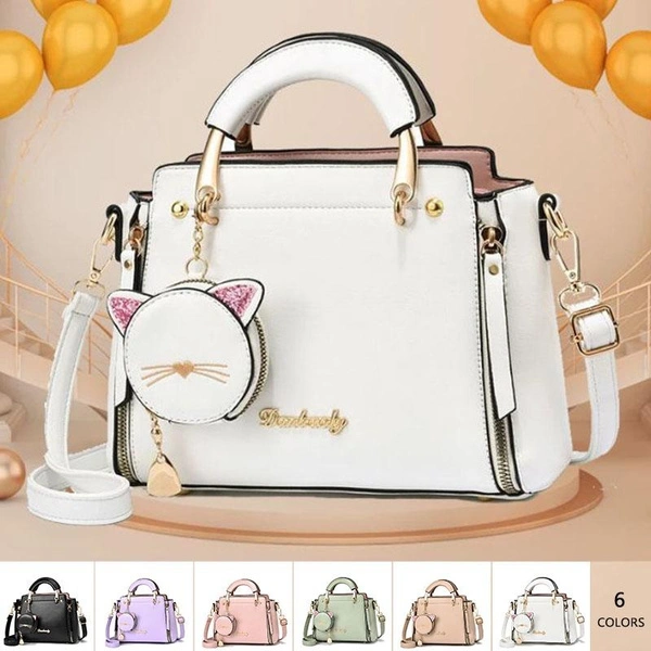 Womens Fashion Bags Letter Decor Hand Satchel Bag Stylish Shoulder Zipper Bag With Mini Coin Purse Crossbody Bag For Work Bag Handbag Cute and Versatile Womens Bags