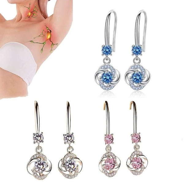 2Pairs Creative Alloy Jewelry Diamond-Studded Magnetherapy Germanium Earrings Lymphatic Drainage Ear Stud Lymphatic Magnetotherapy Earrings Dangle Earrings