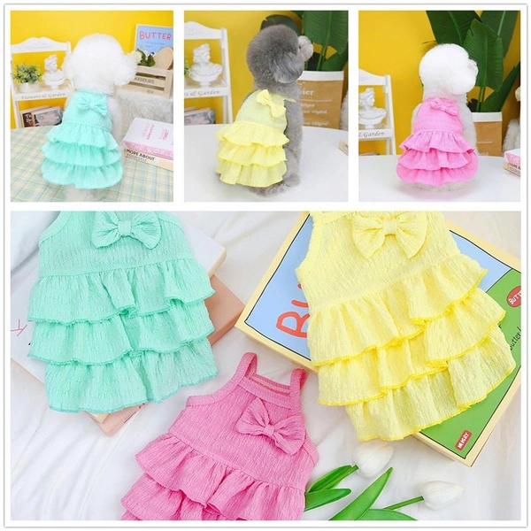 1PC Pet Supplies Small Dog Bow Princess Dress Kitty Teddy New Pet Clothes Cute Dog Candy Layer Skirt Summer Thin Pet Accessories