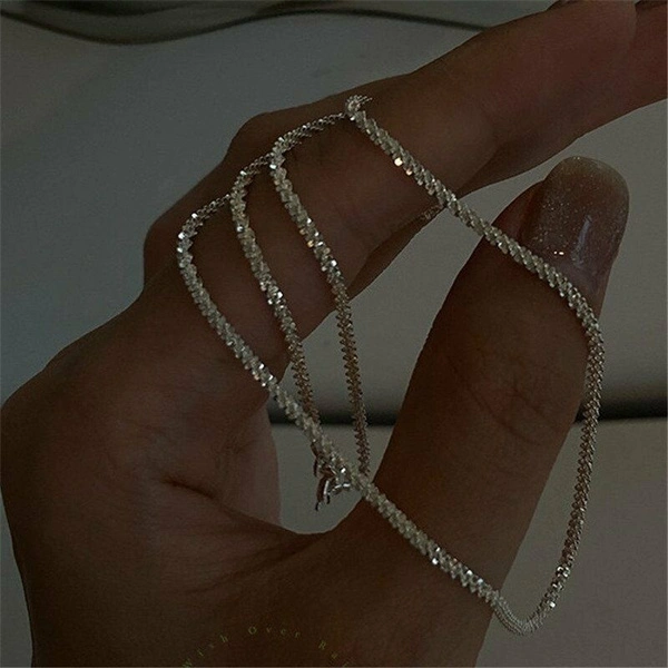 Shiny sparkling glitter clavicle chain s925 silver necklace brand new fashion sterling silver necklace chain