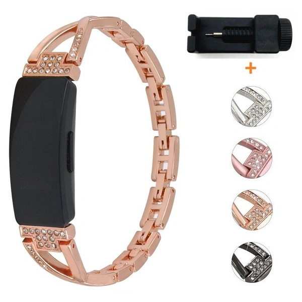 Watch Band Resize Adjuster+ Stianless Steel Diamond Jewelry Pendant Watch Strap Replacement Sport Smartwatch Band for Fitbit Inspire/Fitbit Inspire HR/Fitbit Inspire 2