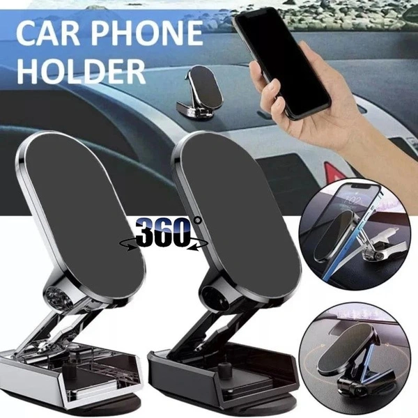 1PC Magnetic Car Phone Holder Magnet Smartphone Mobile Stand Cell GPS Folding Car Mount with Strong Magnetic Suction Rotating Suspension Height Adjustable Phone Holder