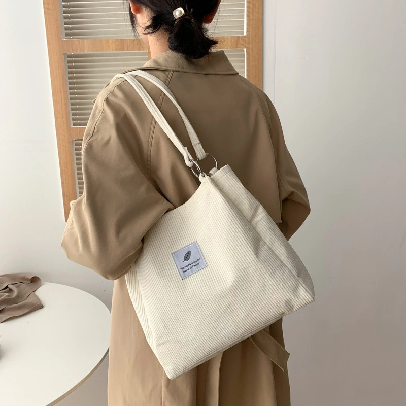 Corduroy Lazy Style Large Capacity Tote Bag