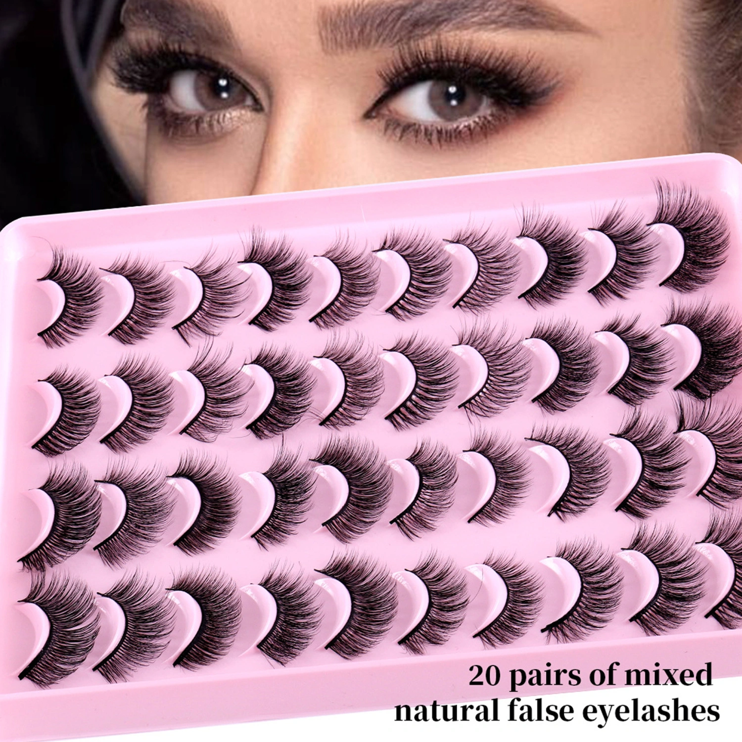20 Pairs Dramatic Fake Eyelashes Fluffy Long Strip Lashes Thick Curly False Eyelashes Wispy Full Volume Big Eye Lashes