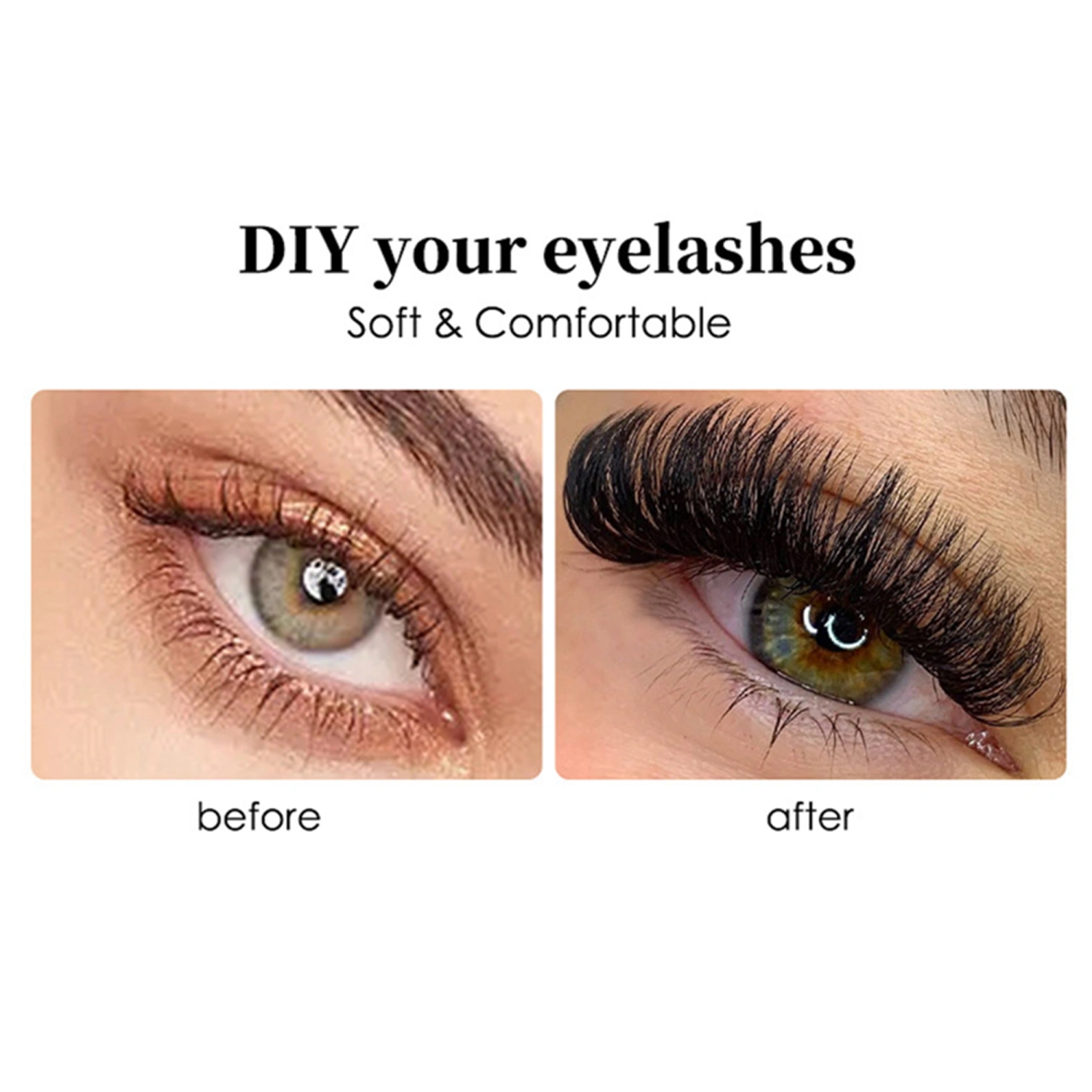 False Eyelash Extensions, Thick Long Wispy Lashes Eyelash Clusters C Curl Eye Makeup Cosmetics