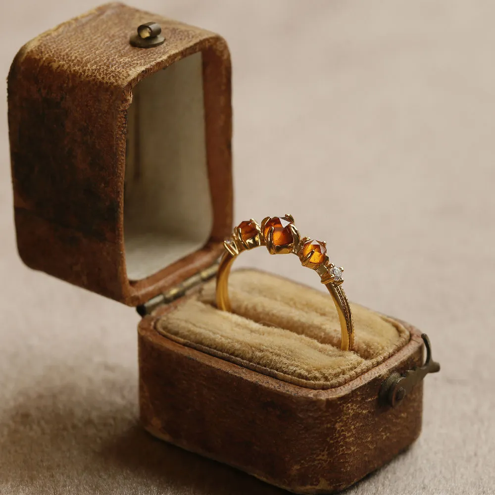 Japanese Orange Garnet Ring For Women