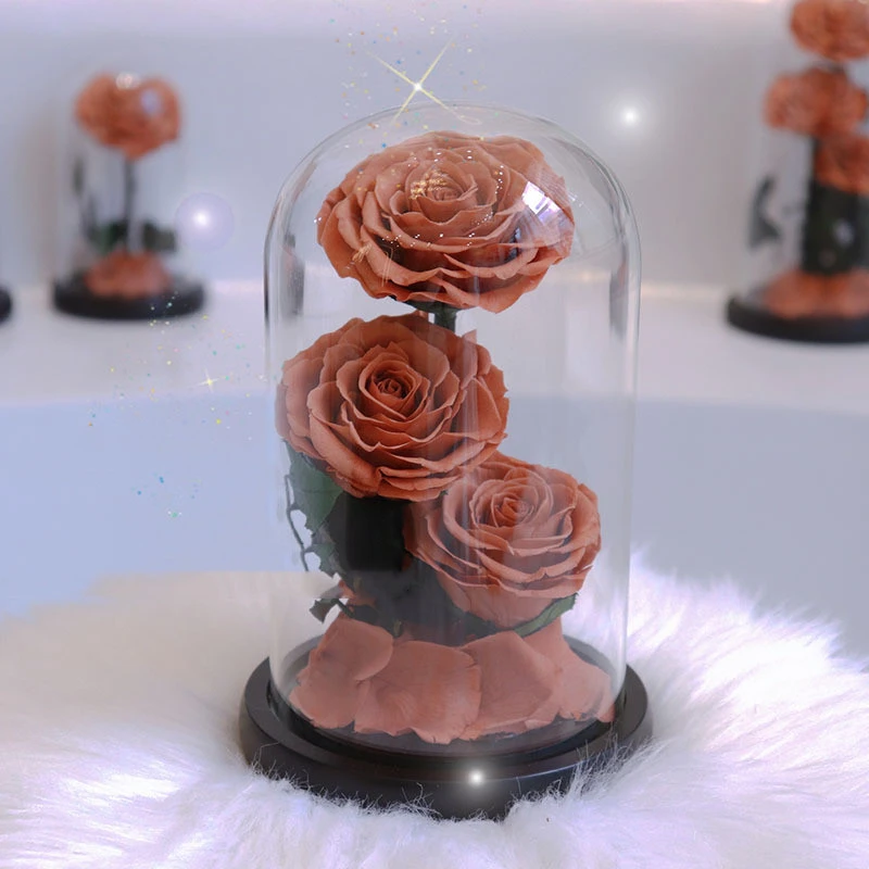 Two Or Three Roses Glass Cover Gift Box