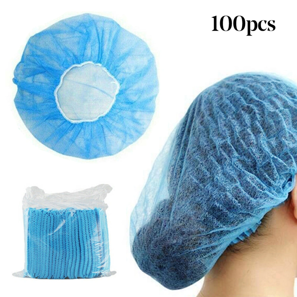 100Pcs Disposable Non Woven Home Hotel Shower Elastic Hair Net Hat Bouffant Cap