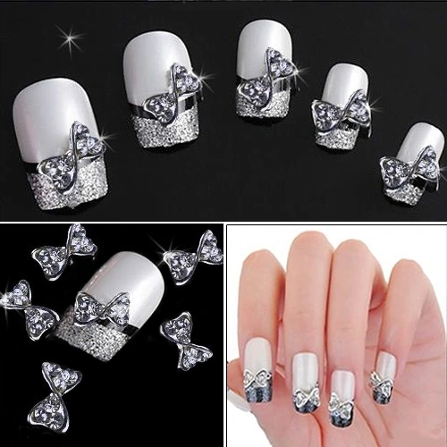 10 Pcs 3D Nail Art Bow Tie Rhinestones Glitters DIY Decorations Beauty Tool