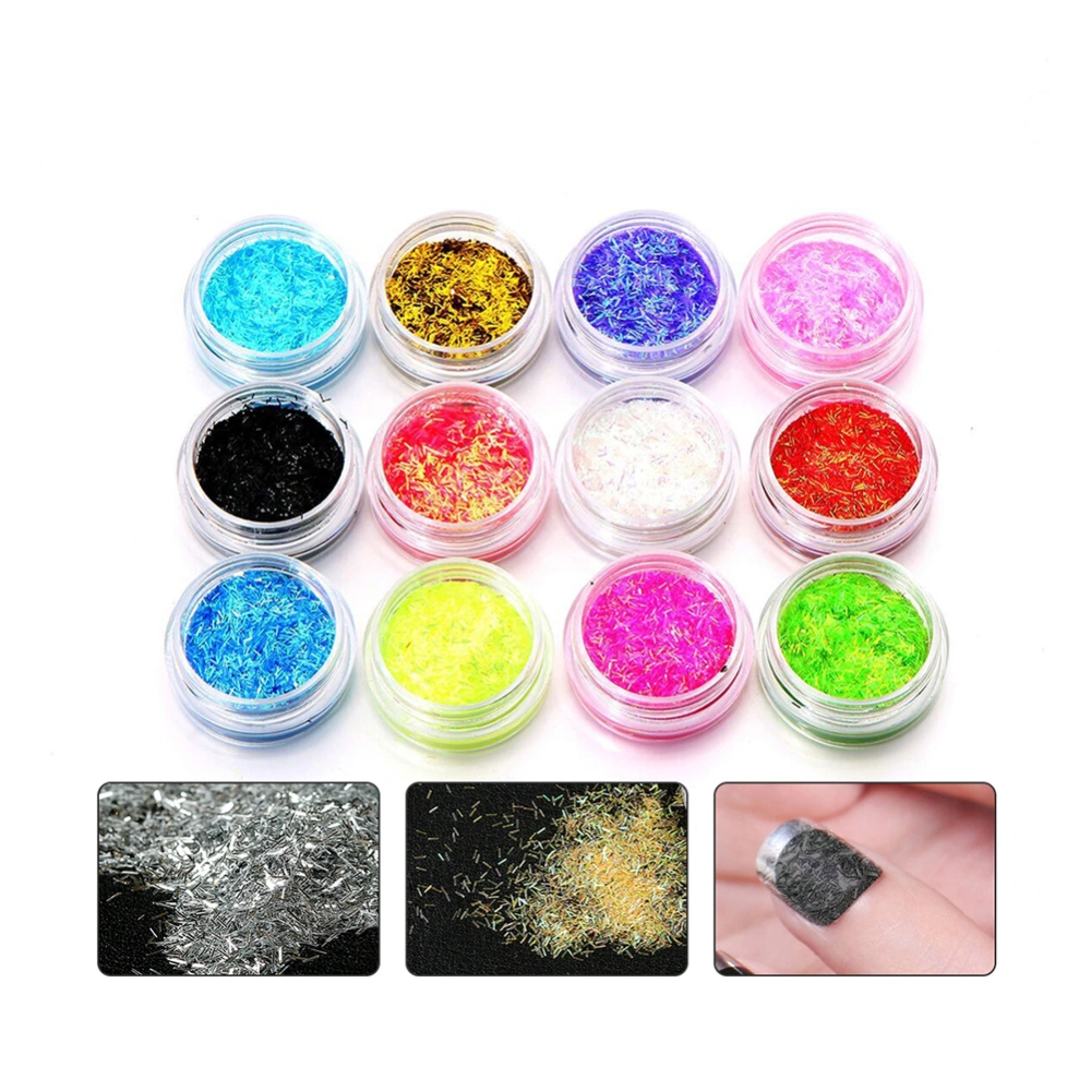 12 Colors Glitter Chips Powder Tips Nail Art Decor Manicure Tool DIY Decor Gift