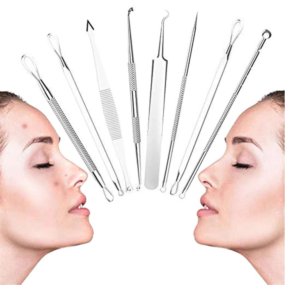 8Pcs/Set Blackhead Acne Pimple Blemish Remover Tweezers Clip Face Cleaner Tool