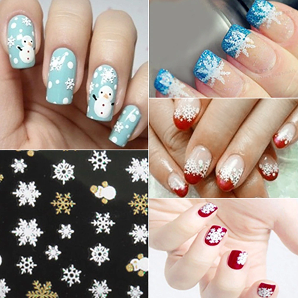 Stylish Snowflake Pattern Solid Color Nail Sticker Fingernail Decal