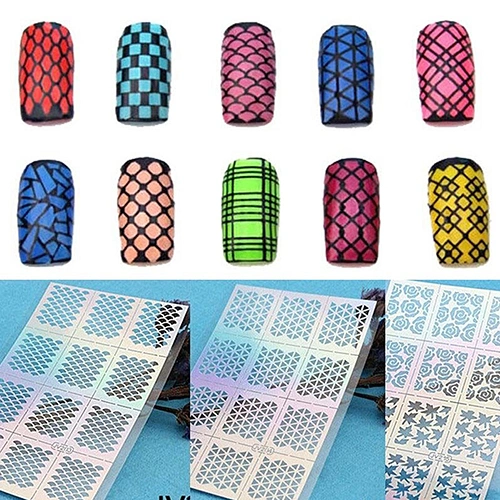 Nail Art Hollow Template Sticker Stamp Stencil Guide Manicure Tips Stamping Tool