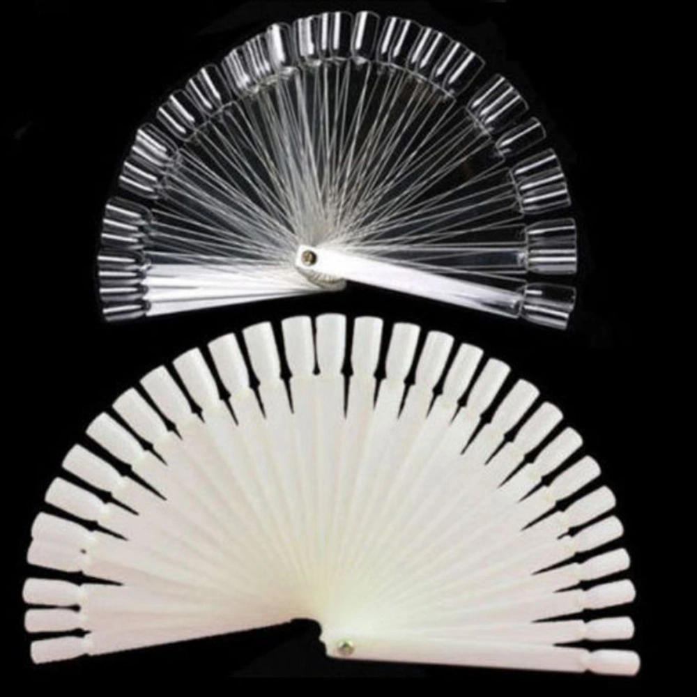 50Pcs Natural False Display Foldable Polish Practice Pop Tip Nail Art Fan Wheel