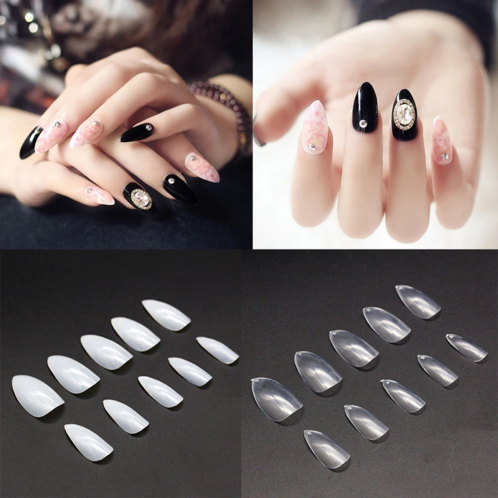 500 Pcs Almond Oval Pointy Acrylic Full False Nail Tips Nail Art DIY Extension