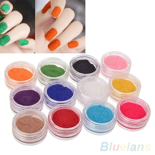 12 Colors Women Velvet Flocking Powder Nail Art Polish Fingernail Manicure Tools